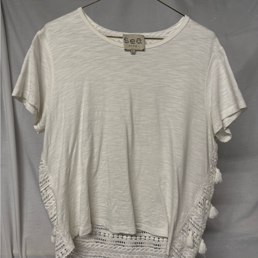 Sea New York Cream Boxy Short Sleeve Tee